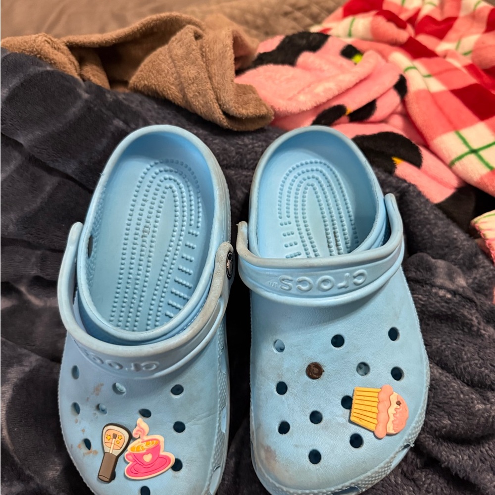CROCS Kids Light Blue Water Shoes with Fun Charms